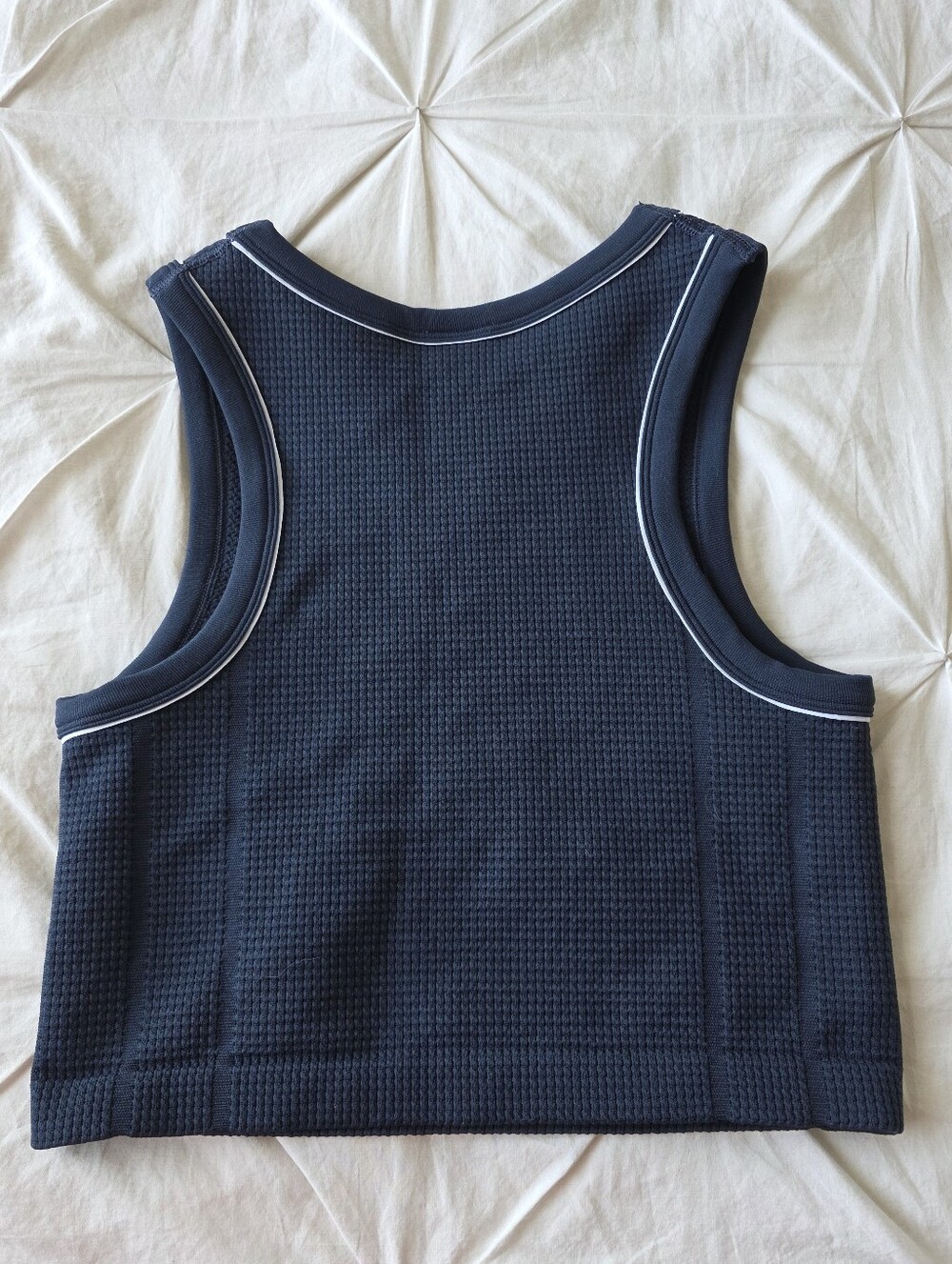 All in Motion Navy Blue Waffle Knit Cropped Tank Top - Picture 4 of 5